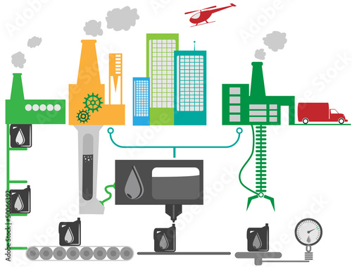 Oil industrial factory schematic illustration