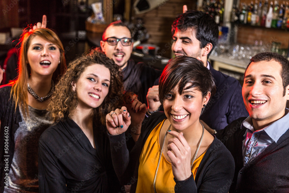 Group of Friends in a Night Club Group of Friends in a Night Club