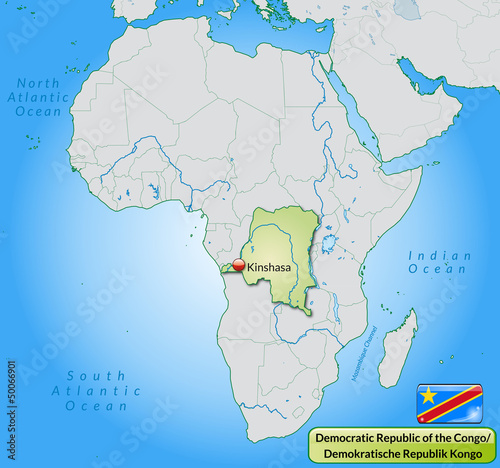 Demokratische Republik Kongo mit Landesflagge