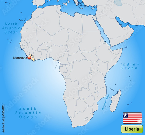   bersichtskarte von Liberia mit Landesflagge