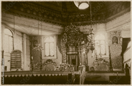 Retro interior of wooden synagogue in Grodno, Belarus