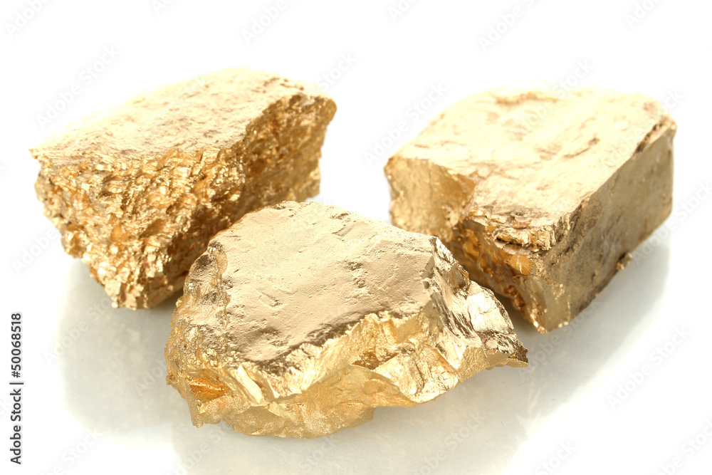Golden nuggets isolated on white Golden nuggets isolated on white