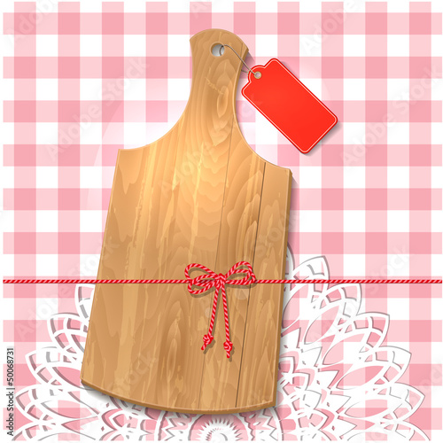 Gift of cutting board on the tablecloth
