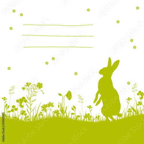 floral easter card with bunny and copyspace for your text