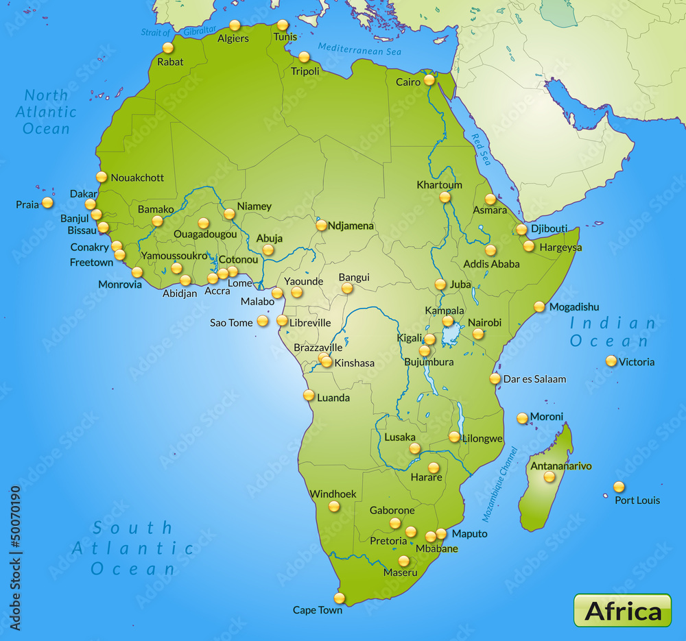 Obraz premium Übersichtskarte von Afrika