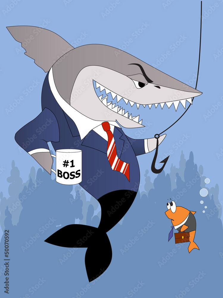 Naklejka premium Business shark is a good boss