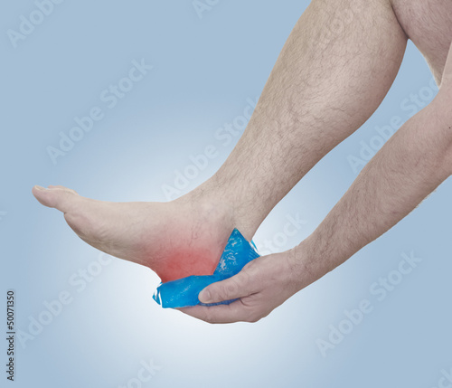 Cool gel pack on a swollen heel elbow.