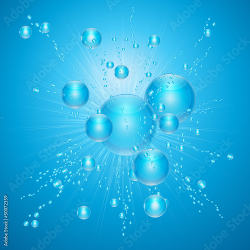 Air Bubbles in Blue Water, Rising from the Deep