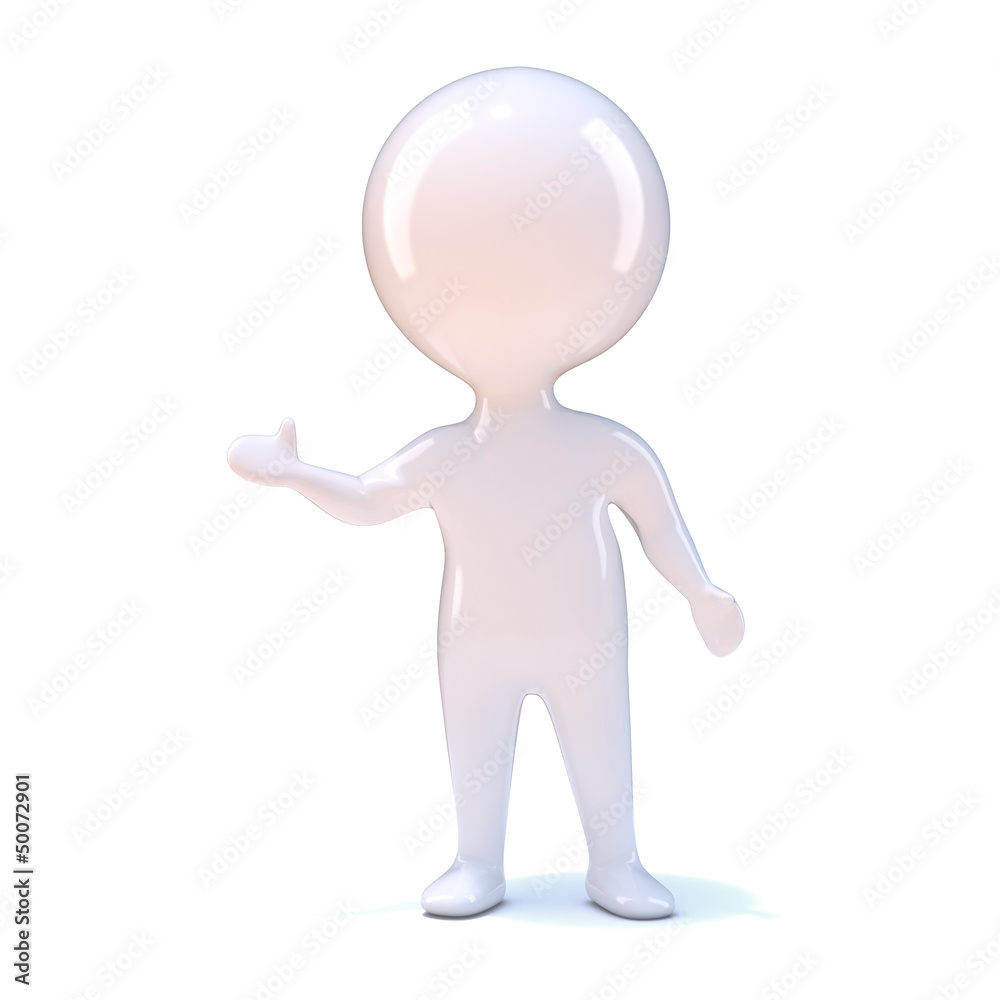 Little man gestures to the right Little man gestures to the right