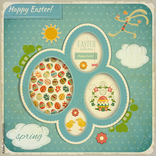 Retro Vintage Card with Easter Set