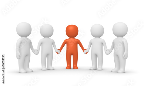 Group of 3d people with leader