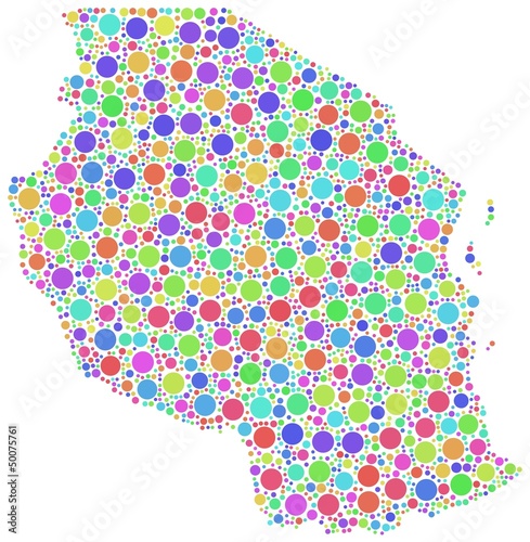 Map of Tanzania - Africa - in a mosaic of harlequin bubbles