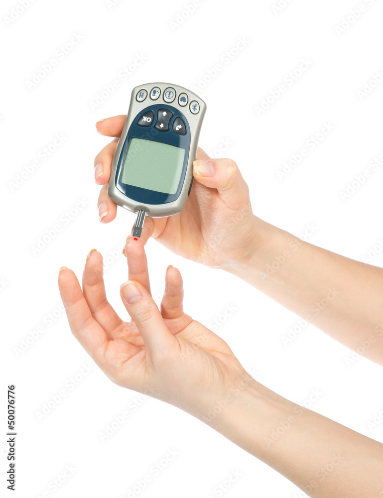 Diabetic patient measuring glucose level blood test Diabetic patient measuring glucose level blood test