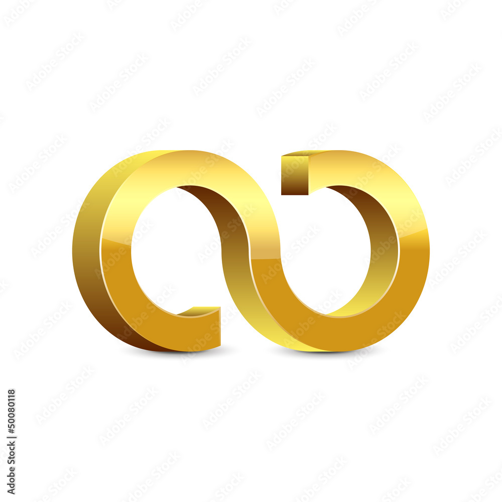 3D Golden Glossy Logo Icon in the Form of Eight 3D Golden Glossy Logo Icon in the Form of Eight