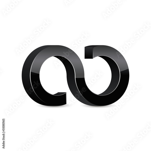3D Black Glossy Logo Icon in the Form of Eight