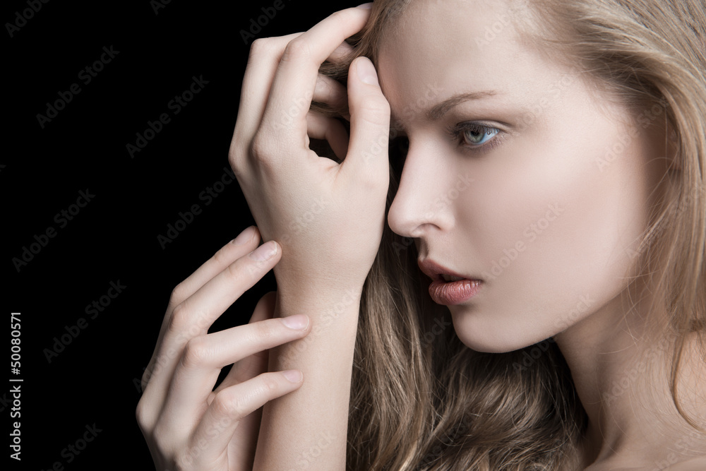 Fototapeta premium Close-up of a beautiful loneliness girl