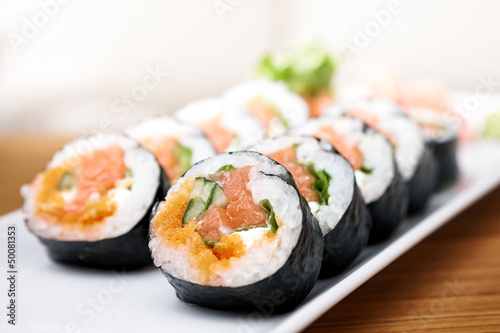 Salmon and caviar rolls #50081353