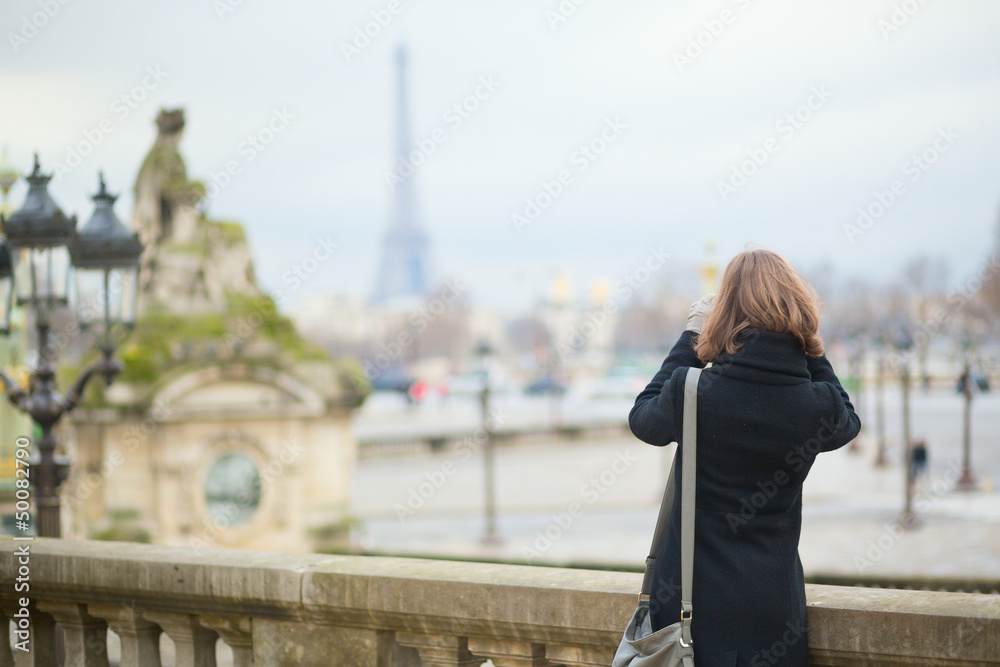 Tourist in Paris taking picture
