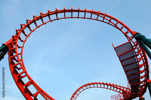Fototapeta Naklejka Na Ścianę i Meble -  A segment of a roller coaster
