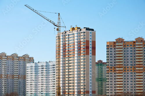 The construction of modern housing in Moscow, Russia