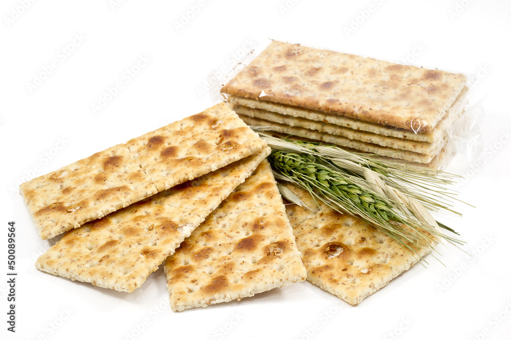 Integral crackers on white background Integral crackers on white background