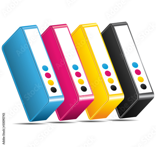 CMYK CMJN Ink toners cartridges icon.