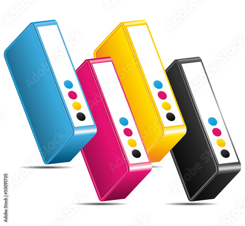 CMYK CMJN ink toners cartridges offset icon.