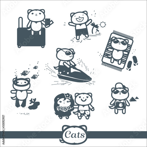 Cats Icons 7 Symbols Set: holiday