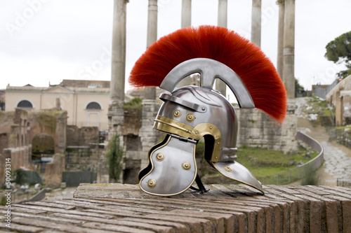 Roman soldier helmet, Fori Imperiali, Rome, Italy