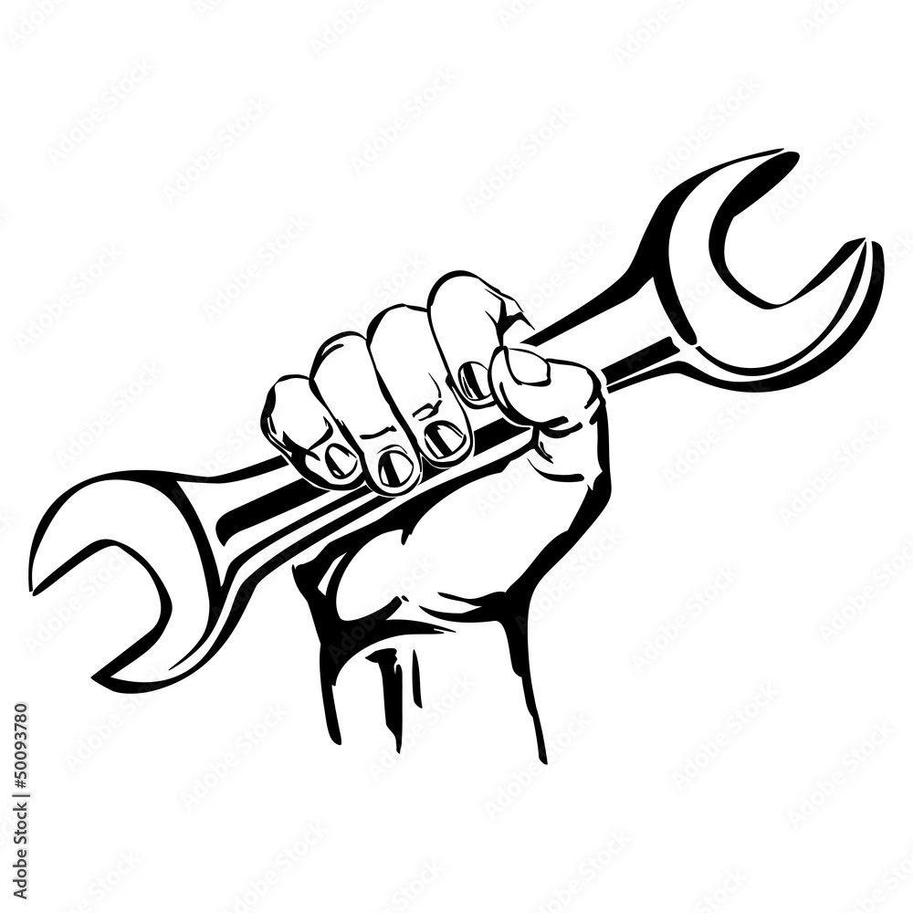 hand holding wrench vector Stock Vector Adobe Stock