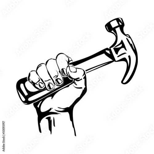 hand holding hammer  illustration