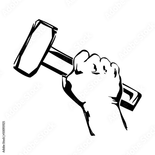 hand holding hammer  illustration