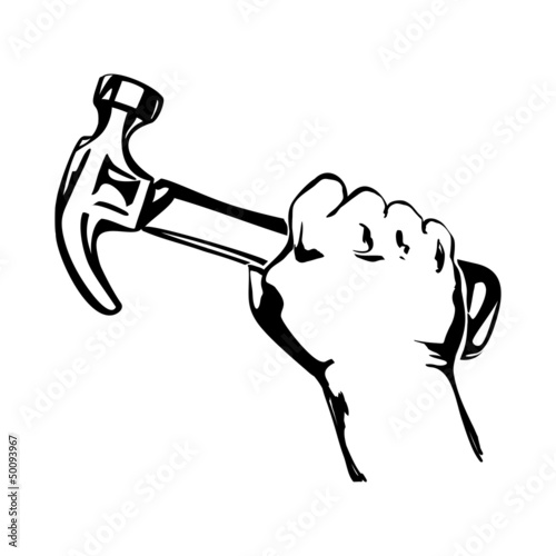 hand holding hammer  illustration