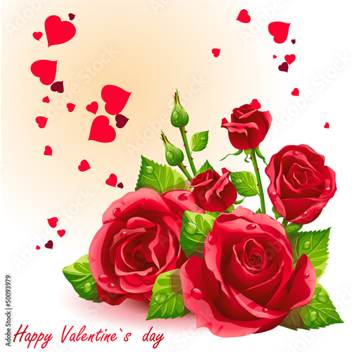Card for Valentine's Day red roses.