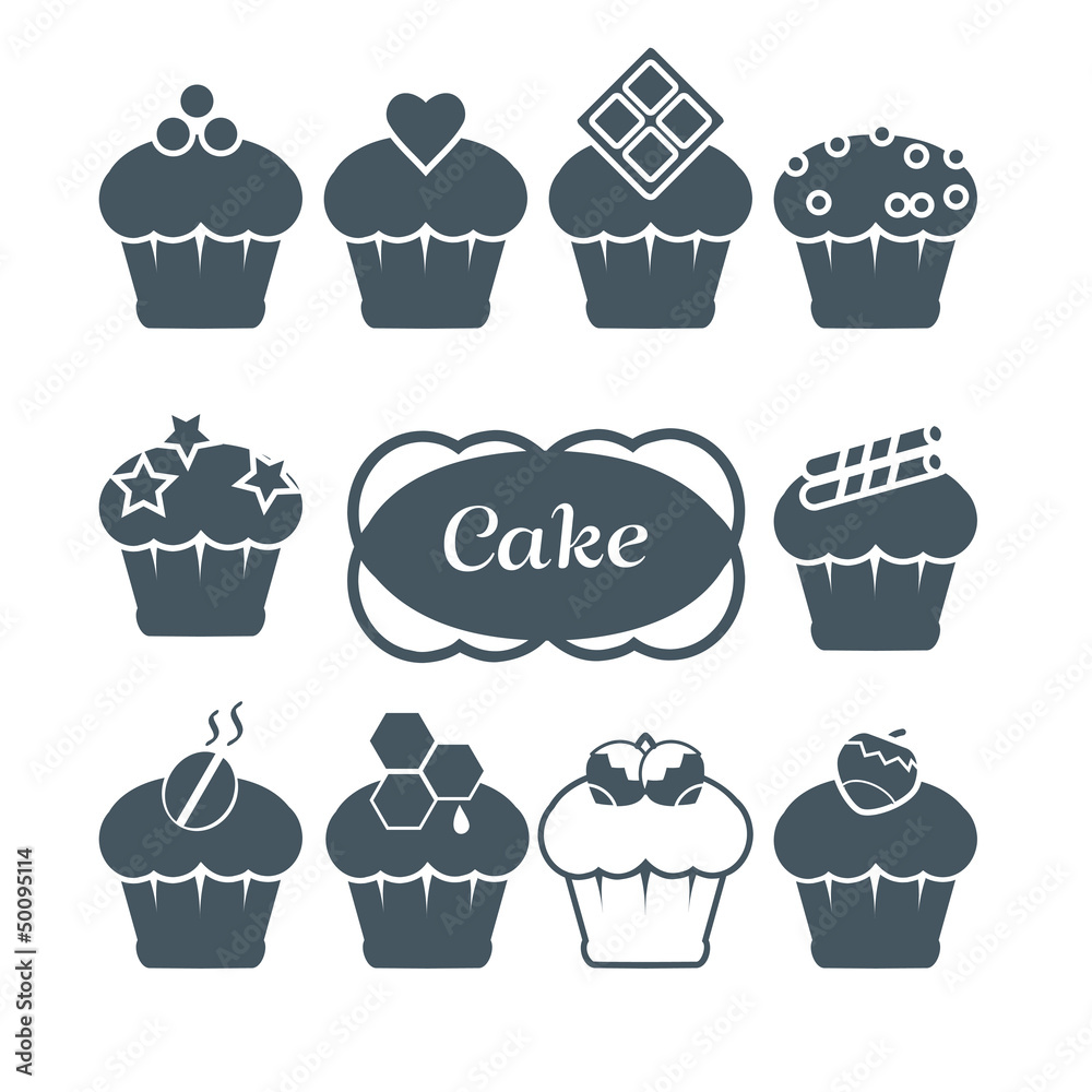 Set from ten cupcake vector Set from ten cupcake vector