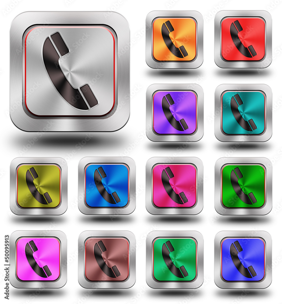 Aluminum Phone glossy icons, crazy colors #03 - obrazy, fototapety, plakaty 