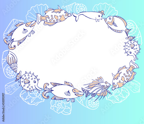 Frame with Fishes and Cockleshell