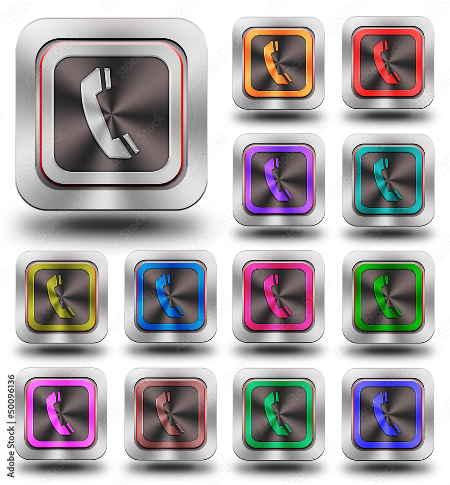 Aluminum Phone glossy icons, crazy colors - obrazy, fototapety, plakaty 