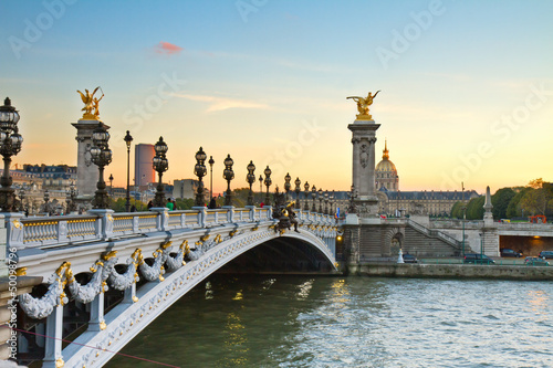 Bridge of Alexandre III at sunset