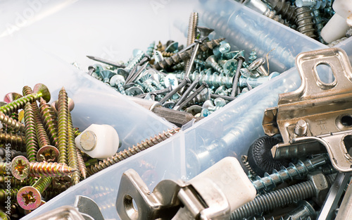 Box for metal bolt, nut, screw, nail