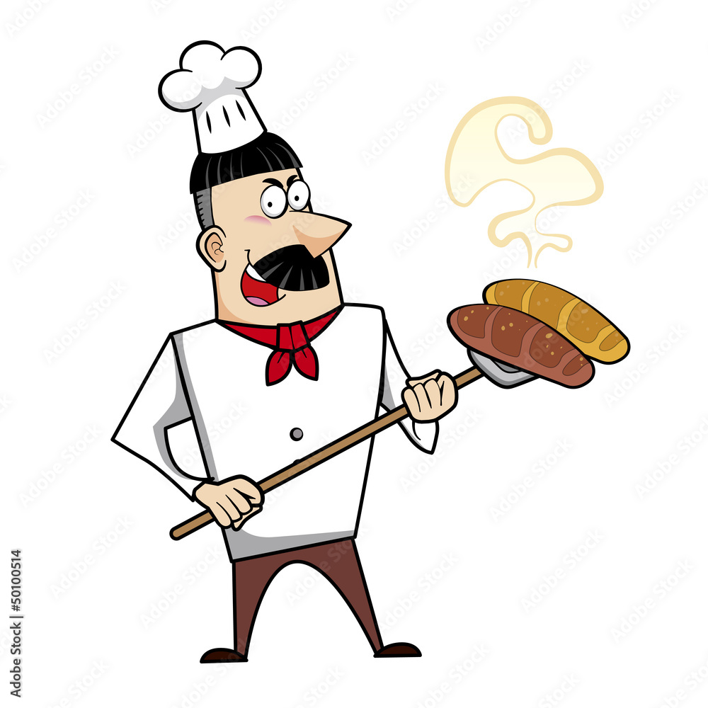 Cartoon Chef with Fresh Bread