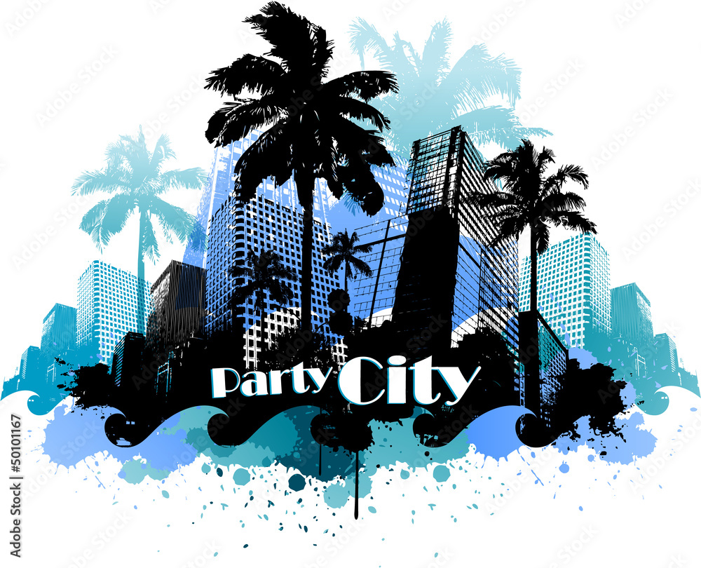 Fototapeta premium Tropical urban party city background EPS 10
