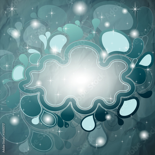 Abstract Cloud in blue color with creased paper effect