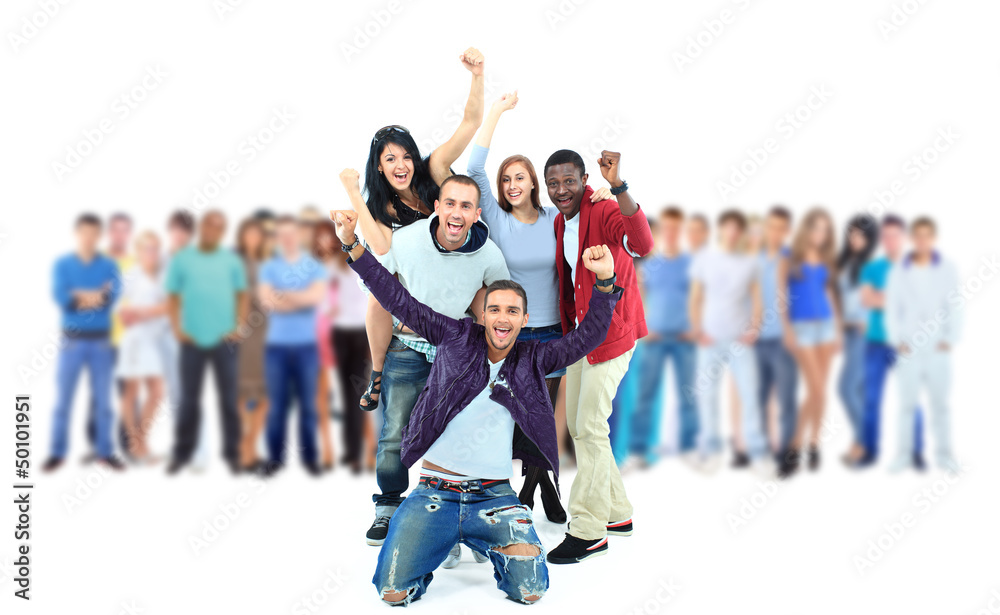 Group of young people. Isolated on white Group of young people. Isolated on white