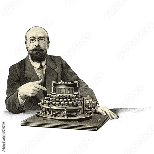 Man and typewriter