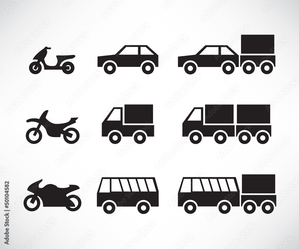 Vehicles icons set Vehicles icons set