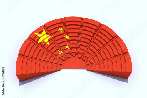 Canvas Print China parliament with chinese flag colors