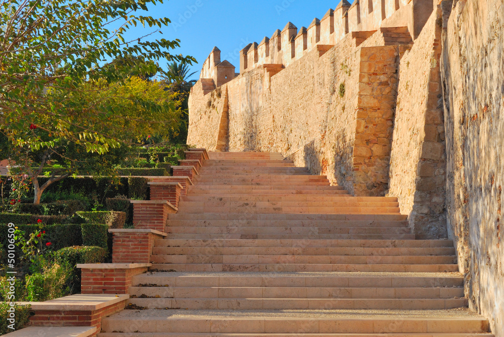 Stairs at the Alcazaba,   in Almería, southern Spain.