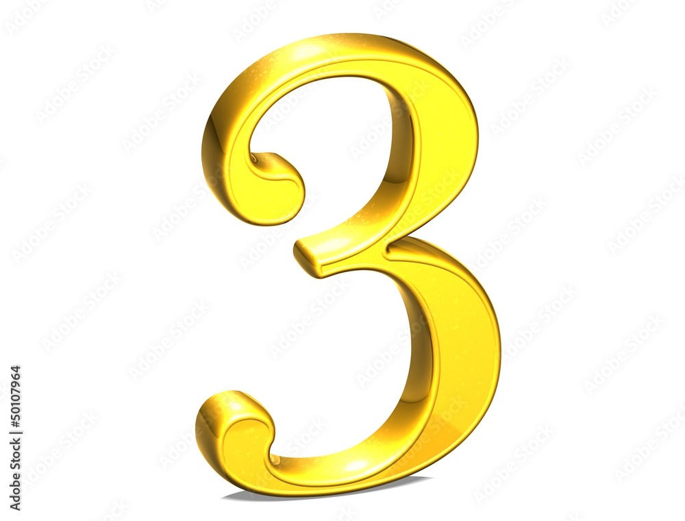 3D Set Gold Number on white background 3D Set Gold Number on white background