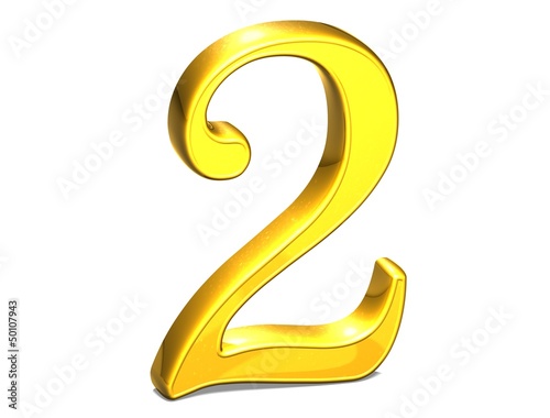 3D Set Gold Number on white background photo